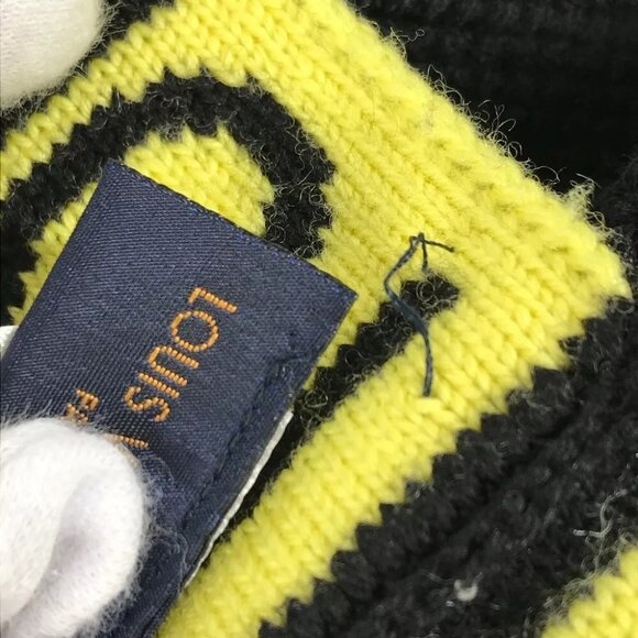 Auth LOUIS VUITTON MP2238 Snood Logo Bicolor Scarf wool Black/yellow - Picture 15 of 16